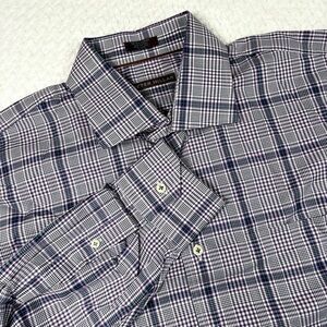 Peter Millar Purple Plaid Long Sleeve Dress Shirt Size XL